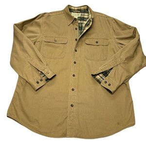 Vintage LL Bean Shacket Sz L Flannel Lined Button Up Shirt Jacket Gorpcore Cabin